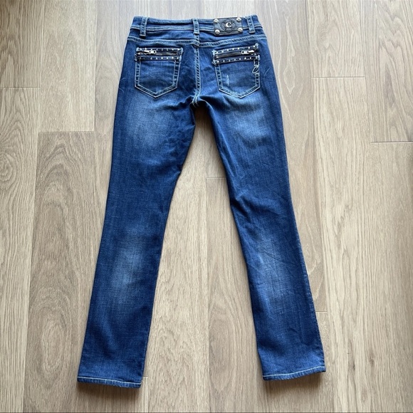 Cartise Embellished Low Rise Jeans Blue Zipp Pockets Women's Size 4 - Picture 7 of 16